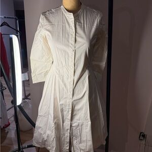 THEORY Elegant White Button-Up Dress, size 6